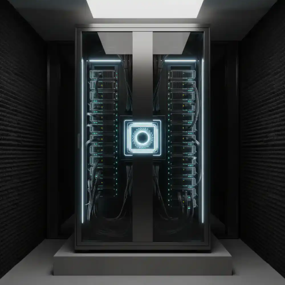 Close up of a premium smart home server rack and processing hub